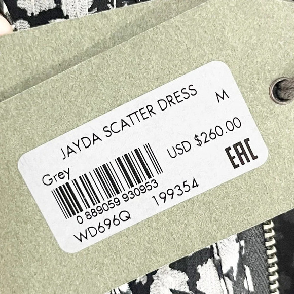 All Saints Gray Floral Jayda Scatter Dress Zip Front Women's Size Medium NEW - Picture 9 of 10